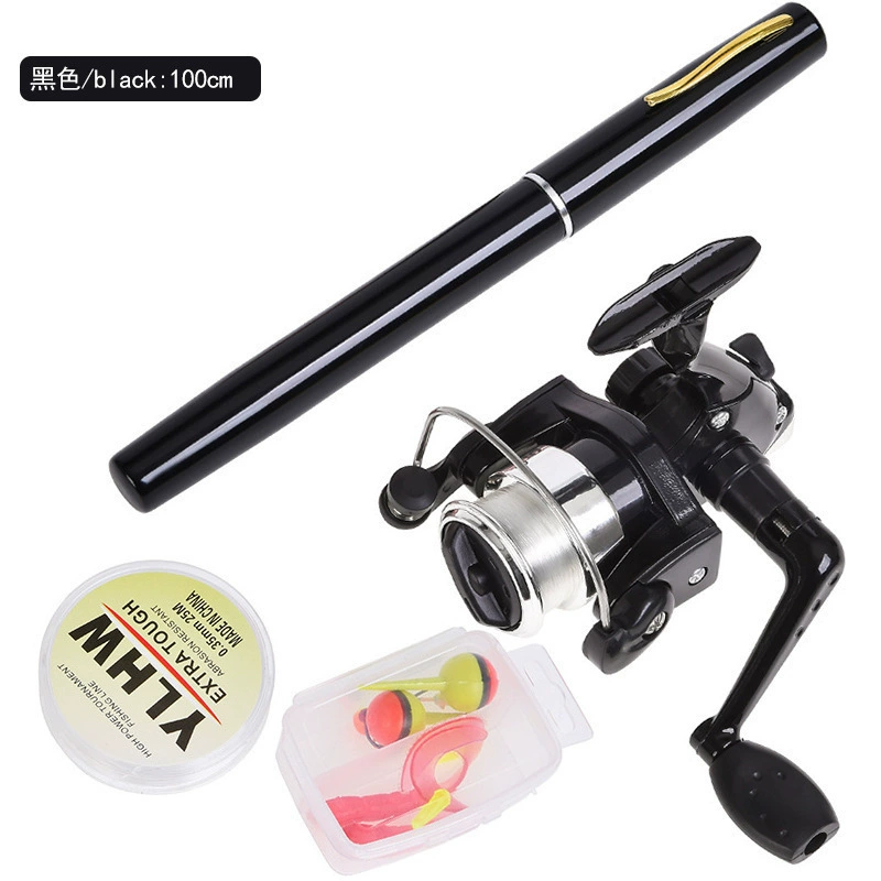 Weihai manufacturer wholesale steel pen style fishing rod cross -border mini 1M ice fishing rod suit pocket raft portable rod