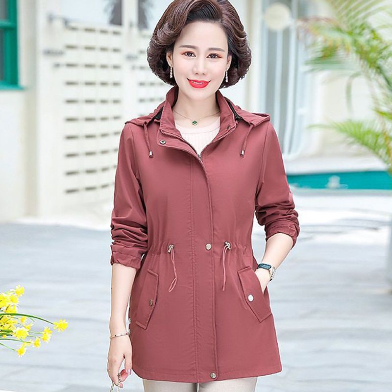 女衣服薄款春秋2025上中年妈妈秋装外套洋气大码风衣新款中老年人|undefined