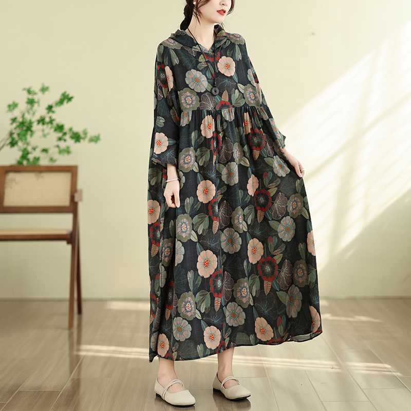 Summer retro dress with hood