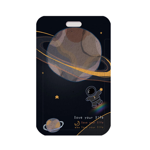 Creative cartoon astronaut student meal card for children and the elderly bus card game school card ID card holder with lanyard