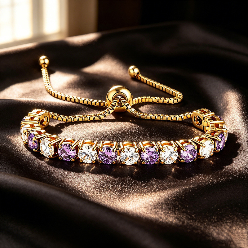 Amazon's Best-Selling 5mm European and American Colored Zircon Bracelet, 316 Stainless Steel, Full Diamond Adjustable Tennis Chain for Women, Wholesale Amazon's Best-Selling 5mm European and American Colored Zircon Bracelet, 316 Stainless Steel, Full Diamond Adjustable Tennis Chain for Women, Wholesale