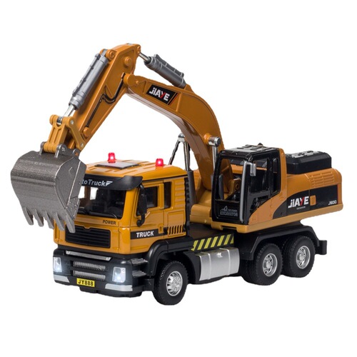 Mixer truck excavator alloy truck imitation real 1:50 boxed toy truck engineering vehicle model with sound and light pullback