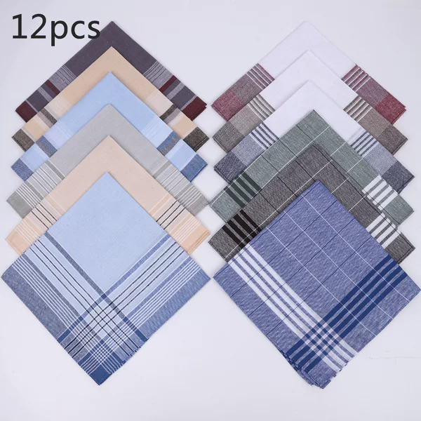 40cm Pure Cotton Plaid Men's Handkerchief Mixed Floral Pattern All-Cotton Pocket Square Business Suit Pocket Scarf Chest Scarf Small Square Scarf