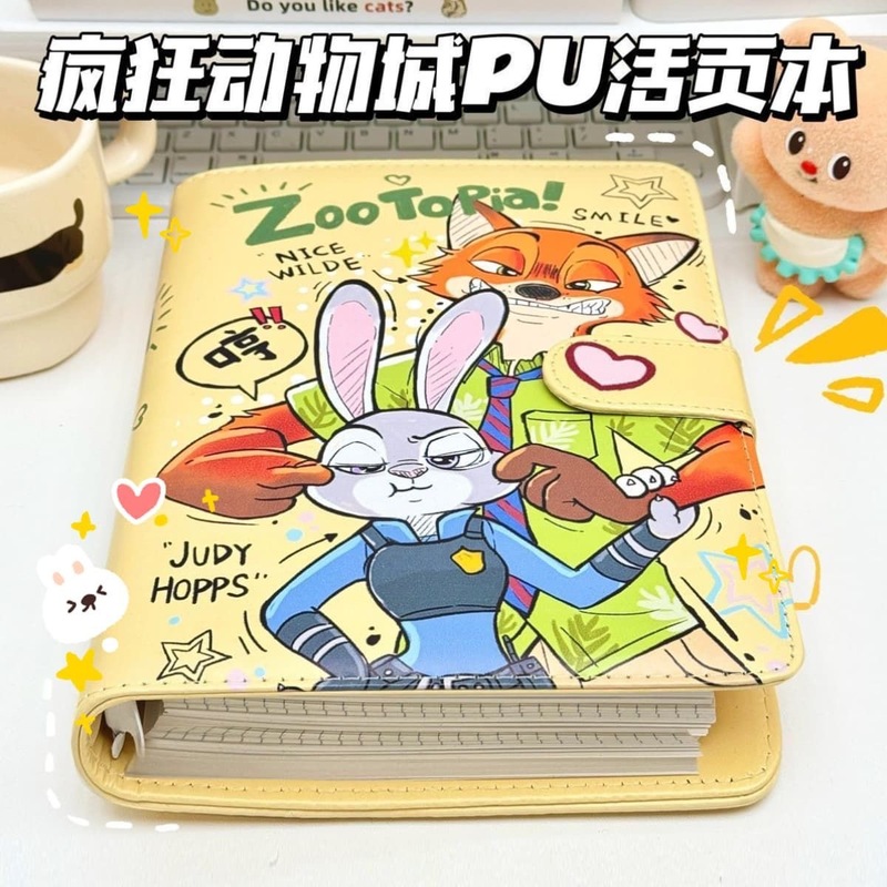 朱迪尼克狐疯狂动物城A6软皮磁吸手账本初中小学生高颜值活页本子|undefined