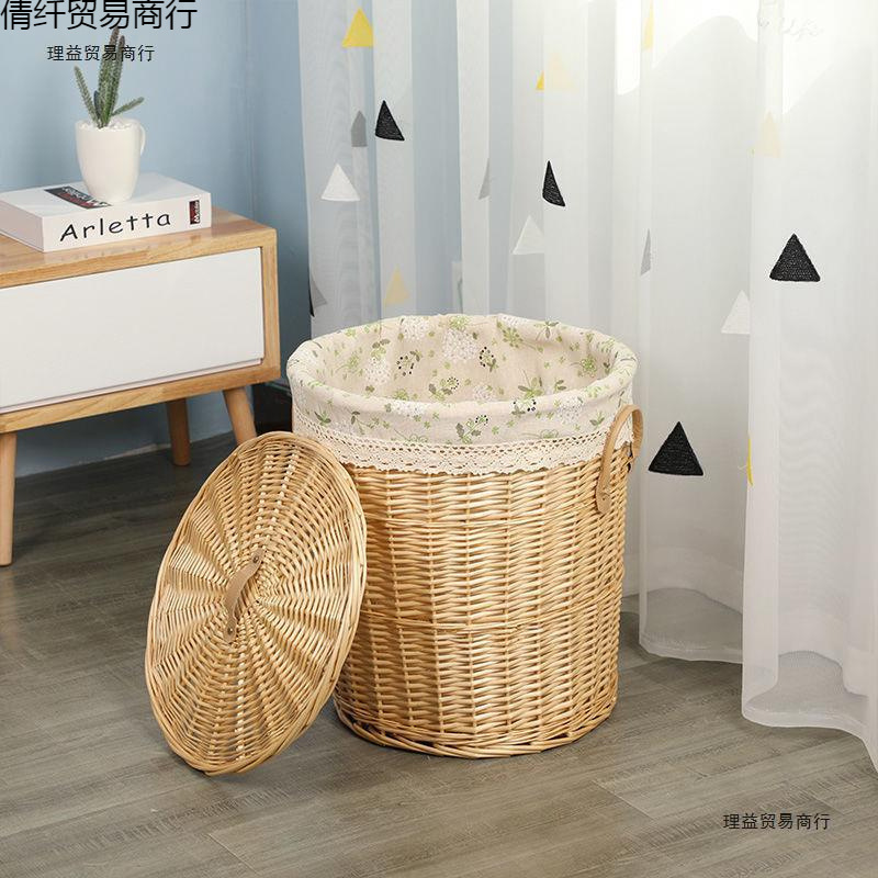 Rattan Dirty Clothes Basket with Lid, Bedroom Laundry Basket, Hot Pot Restaurant Storage Bucket, Bamboo Basket, Dirty Clothes Storage Basket, Dirty Clothes Basket