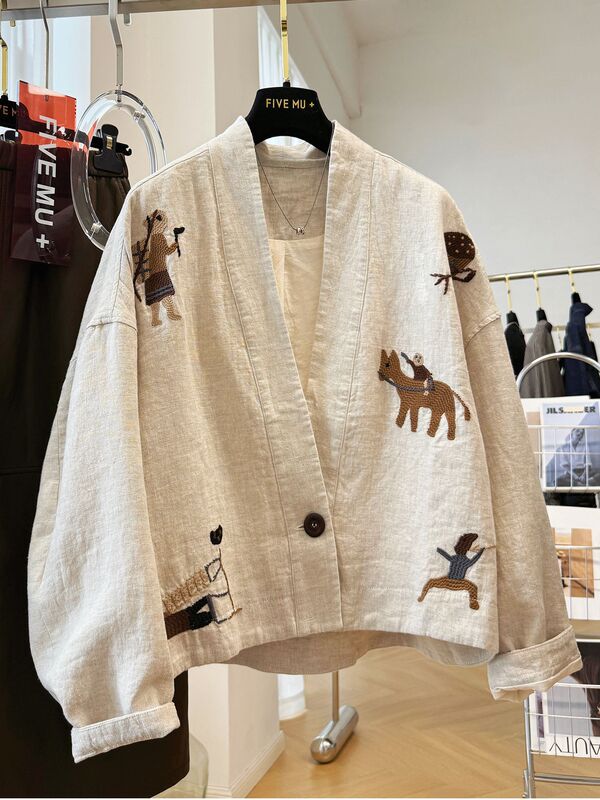 『欣幸』カーディガン 高級感あふれる重厚な刺繍 独特で洗練されたVネック 高級ショートジャケット レディース 秋用ジャケット|undefined