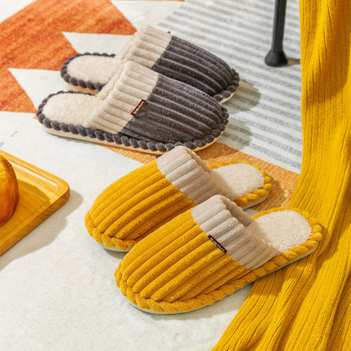 Women's Home Cotton Slippers for Autumn and Winter Indoor Heating Thick Sole Fluffy Slippers for Home Winter