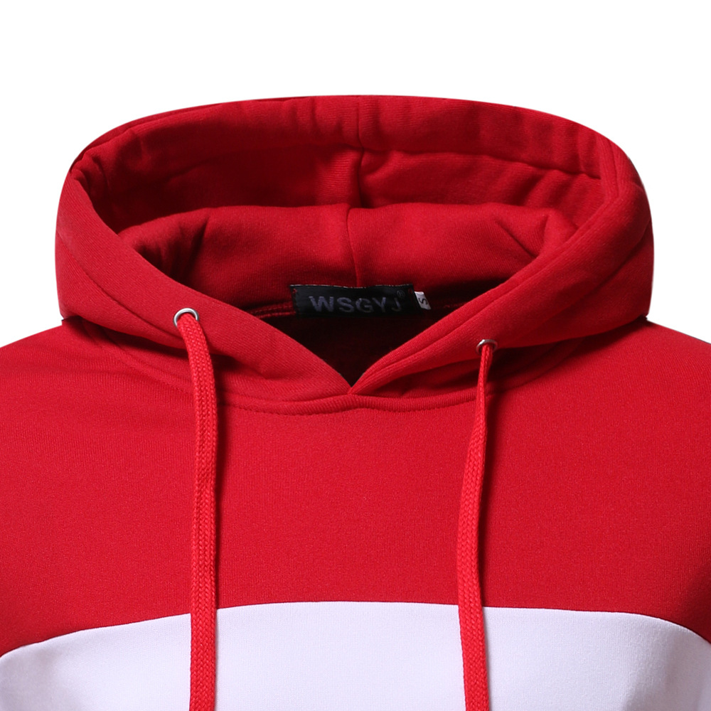 Men's Clothing autumn and winter men's clothing 3 color splicing pullover hooded casual men's sweater jacket_desvips.com