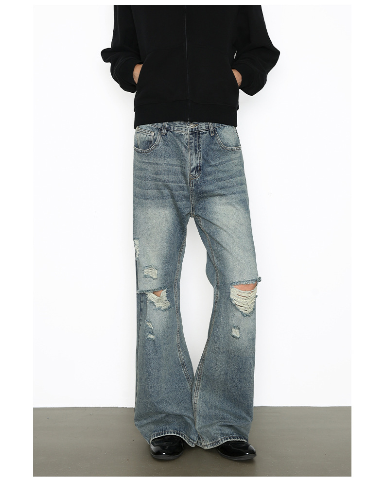 Vintage Washed Denim Jeans For Men Straight And Bootcut Fit_voghion.com