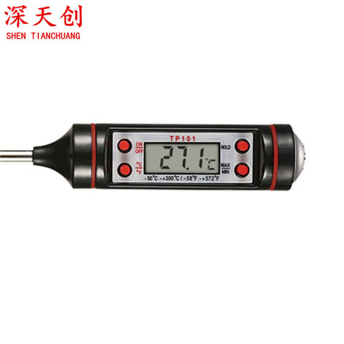 Kitchen Oil Temperature Tester BBQ Baking Thermometer Electronic Food Temperature Probe TP101 Black and White