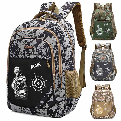 Manufacturer of cross-border schoolbags for primary and secondary school students, boys and girls, camouflage schoolbags for grades 1-3-6, large-capacity spine-protecting backpacks