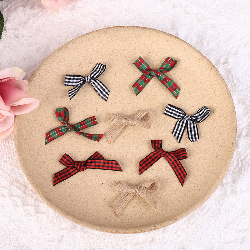 Red estilo fresco Plaid cinta DIY mano arco vacaciones decoración satén cinta arco al por mayor