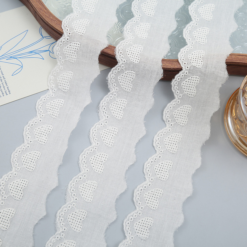 New Japanese-Style Water-Soluble Cotton Lace Trim, All-Cotton Hollow-Out Heart Lace for Children's Dresses and Skirt Accessories New Japanese-Style Water-Soluble Cotton Lace Trim, All-Cotton Hollow-Out Heart Lace for Children's Dresses and Skirt Accessories