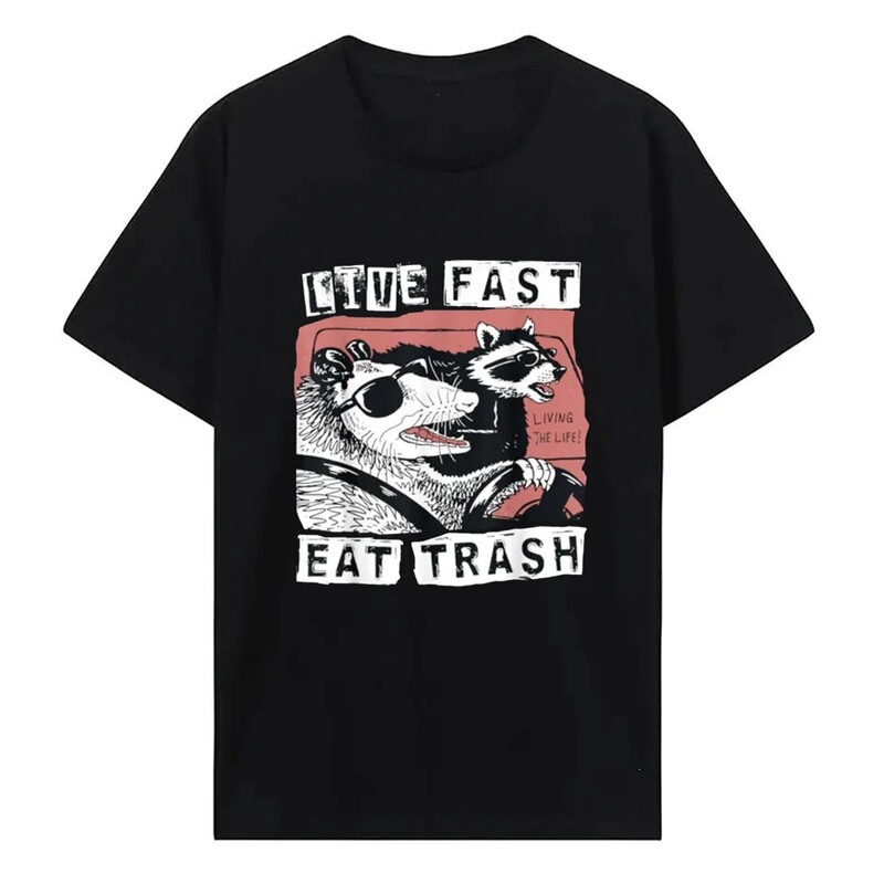 Hip-Hop T-Shirt, Possums, Amazing Street Cats, T-Shirt, Life, Raccoons, Trash, Fun, Casual, Fast Food, Quality, Fashion
