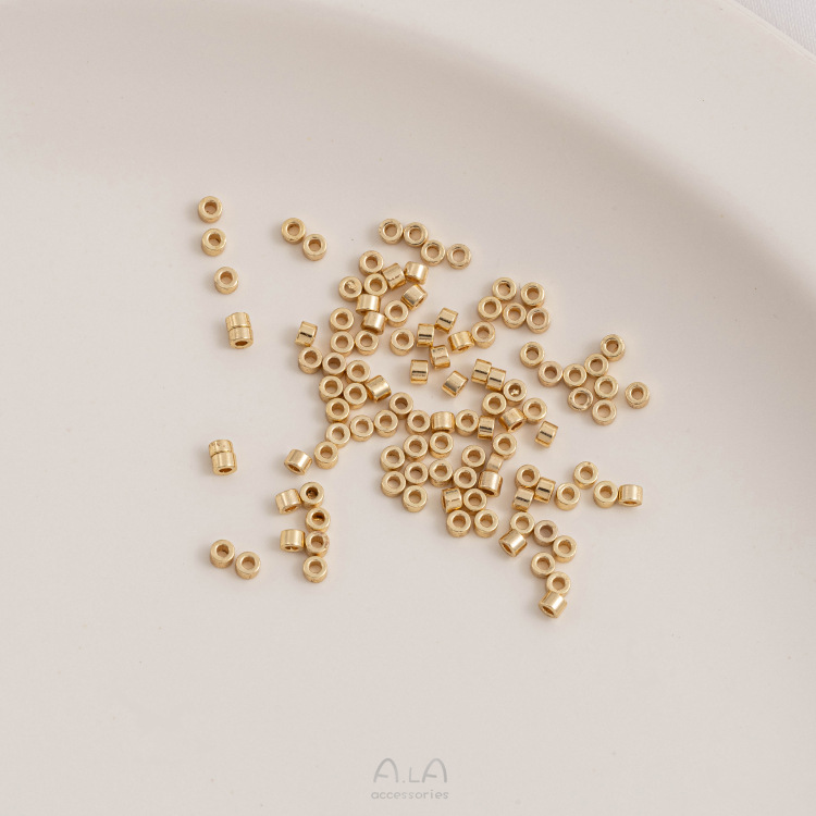 1.6*0.8 Jewelry Making Size 14K Gold Plated Plating Material DIY Jewelry Accessories Classification 100 Pieces 1.6*0.8 Less Than 1mm Copper 14K Gold Plated Solid Color Polished DIY Jewelry Accessories Beads