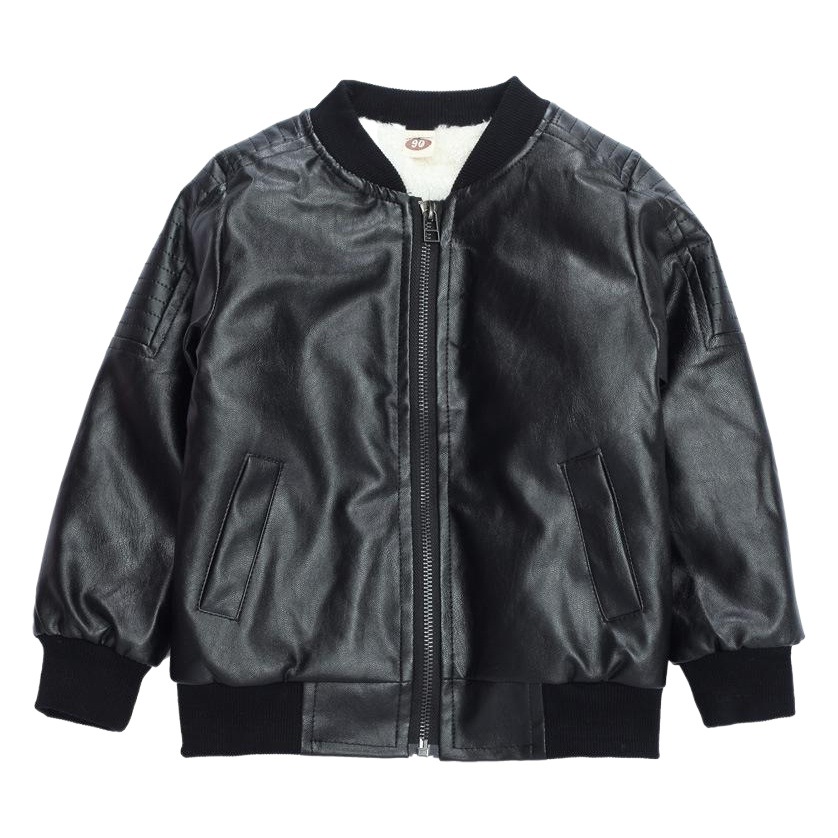 Los nuevos niños pu chaqueta de cuero de los muchachos medianos y grandes forrados de lana engrosada chaqueta de cuero superior de suministro directo de fábrica