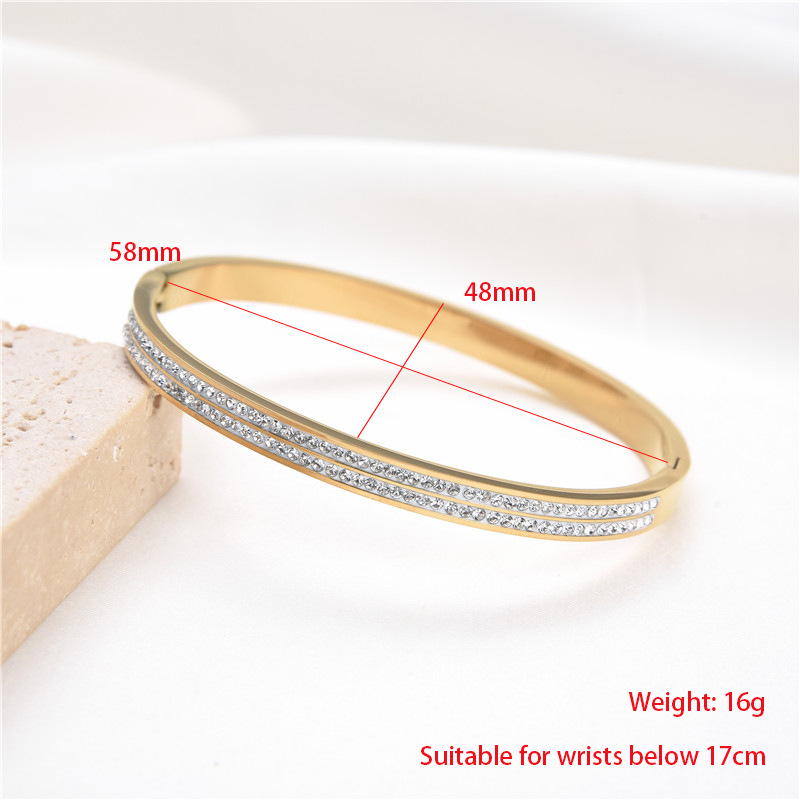 2-teiliges, einreihiges, einreihiges, mit Diamanten besetztes Stahl-Schlamm-Ziegel-Armband im Ins-Stil für Damen_voghion.com