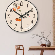 挂钟客厅钟表新款柿柿如意家用挂墙时钟轻奢北欧创意装饰静音高级