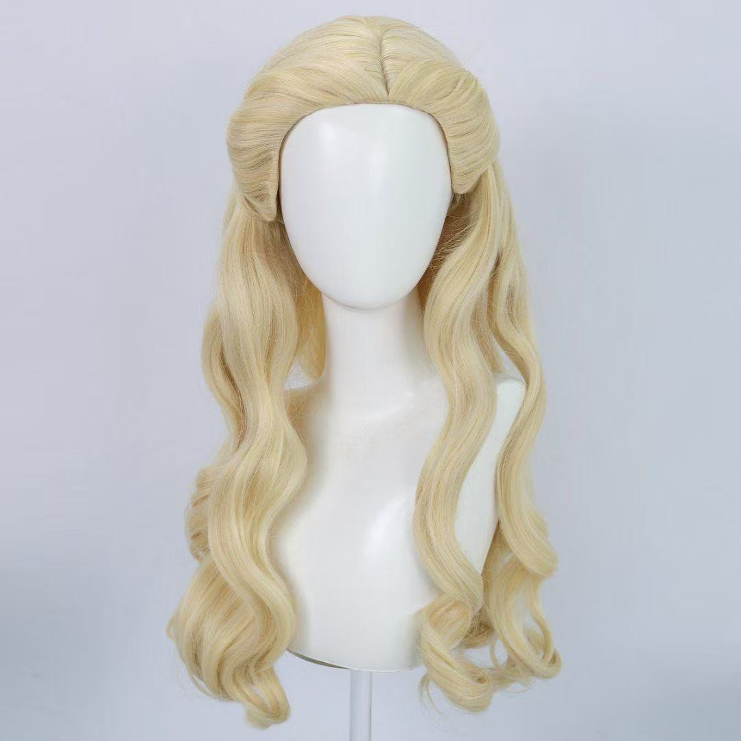 Silk Magic Bad Witch Película Glinda Cos Peruca Simulación Cuero Cabelludo Top Curly Dorado Coslay
