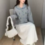 秋冬翻领宽松甜美开衫