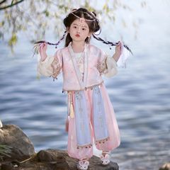 汉服女童2025春秋款儿童古风新中式上衣裤子两件套小女孩国风套装