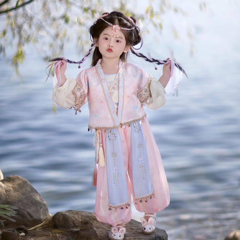 汉服女童2025春秋款儿童古风新中式上衣裤子两件套小女孩国风套装|undefined