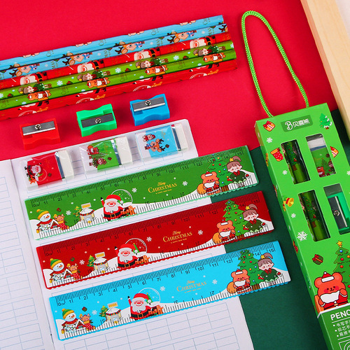Children's Christmas Pencil Stationery Portable Five-in-One Learning Set Gift Box Kindergarten Christmas Birthday Souvenir