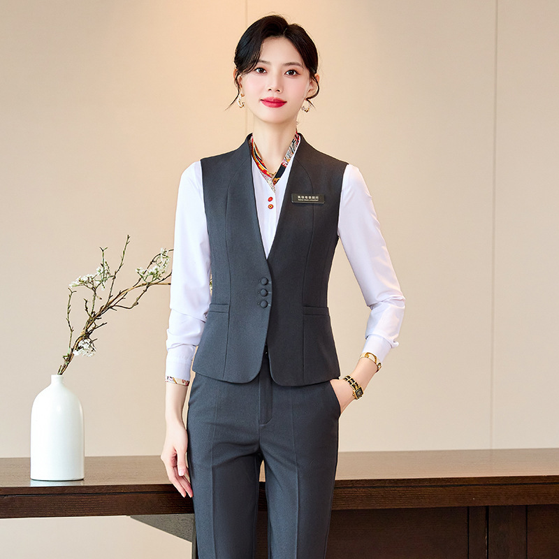 Cross-Border Hotel Ladies Business Professional Wear Suit Vest Sales Front Desk Professional Work Clothes Vest Workwear