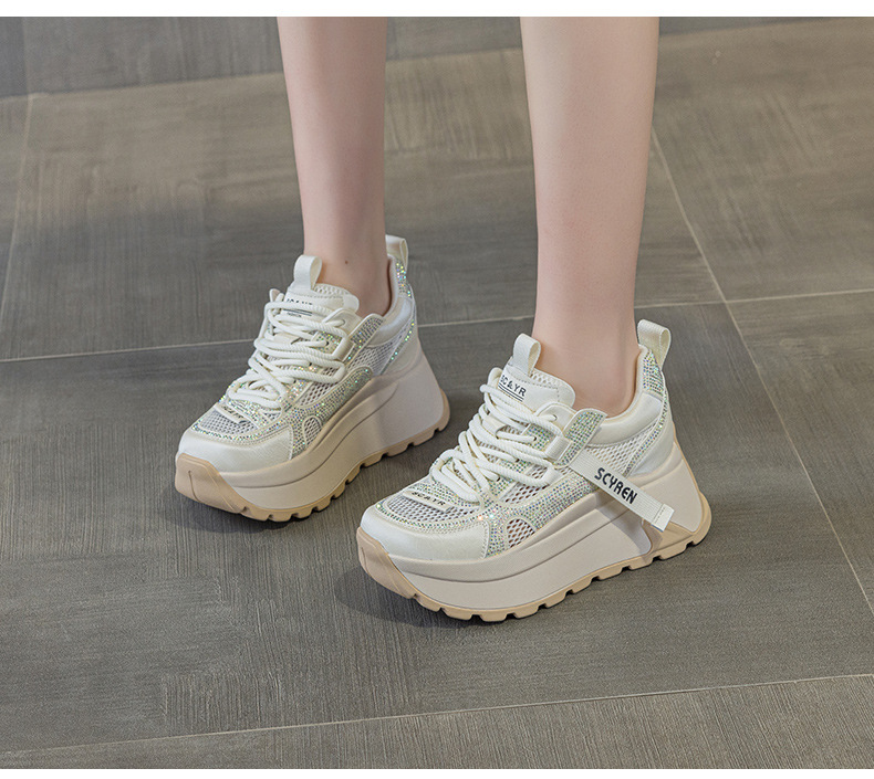 Giày sneaker nữ đế dày lưới thoáng khí phong cách retro — Xám 5066, Be 5066, Hồng đào 5066 chi tiết 18