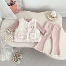 秋冬季韩版婴幼儿童马甲洋气宝宝卡通毛毛保暖背心无袖百搭外套