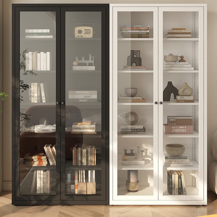 Bookcase Living Room 2025 New Display Cabinet Iron Bookshelf Glass Door Storage Cabinet Home Storage Cabinet Storage Cabinet