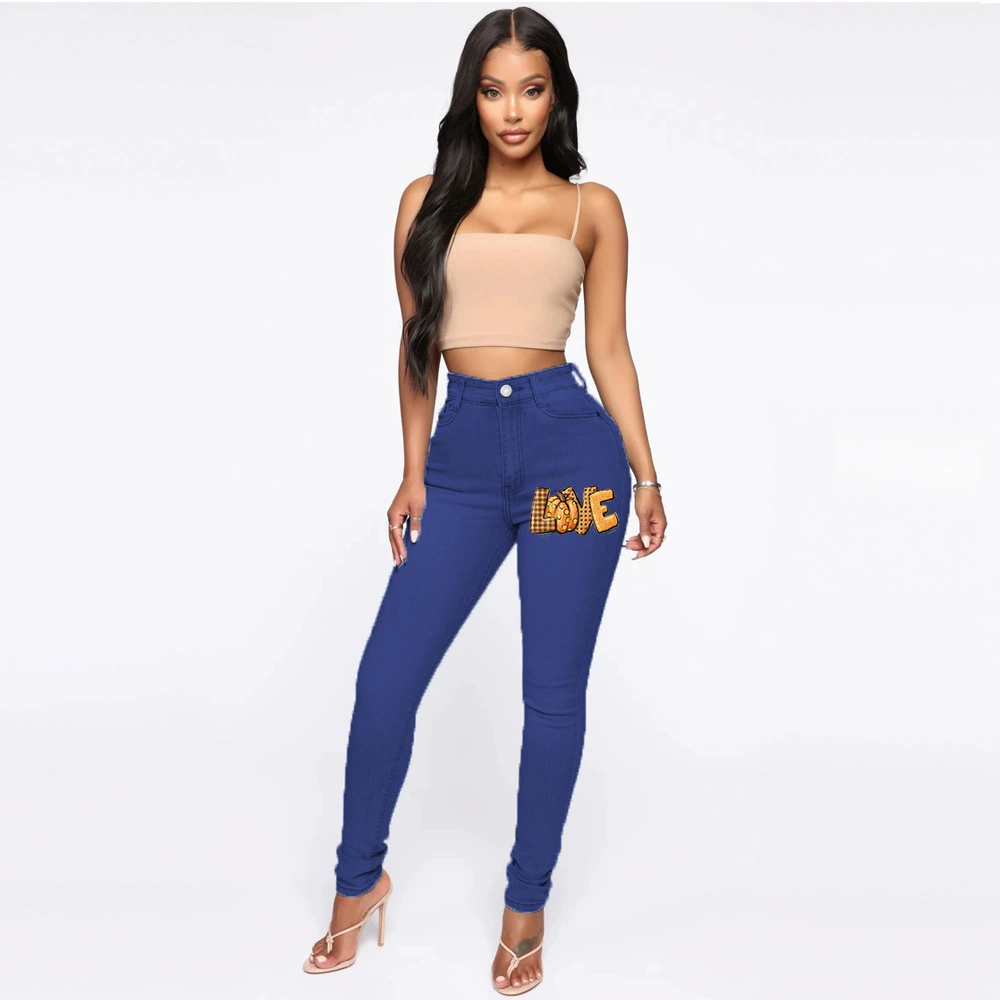 Джинсы с европейским и американским принтом джинсы женские брюки карандаш сексуальная JN01-470