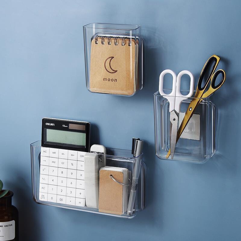 Universal wall-mounted storage punch-free office scene household supplies remote control storage rack multi-function paste wall