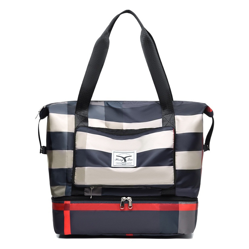 Bolsa de viaje a cuadros plegable moda solo hombro gran capacidad viaje de negocios bolsa de equipaje de viaje corto bolsa de fitness bolsa de almacenamiento portátil