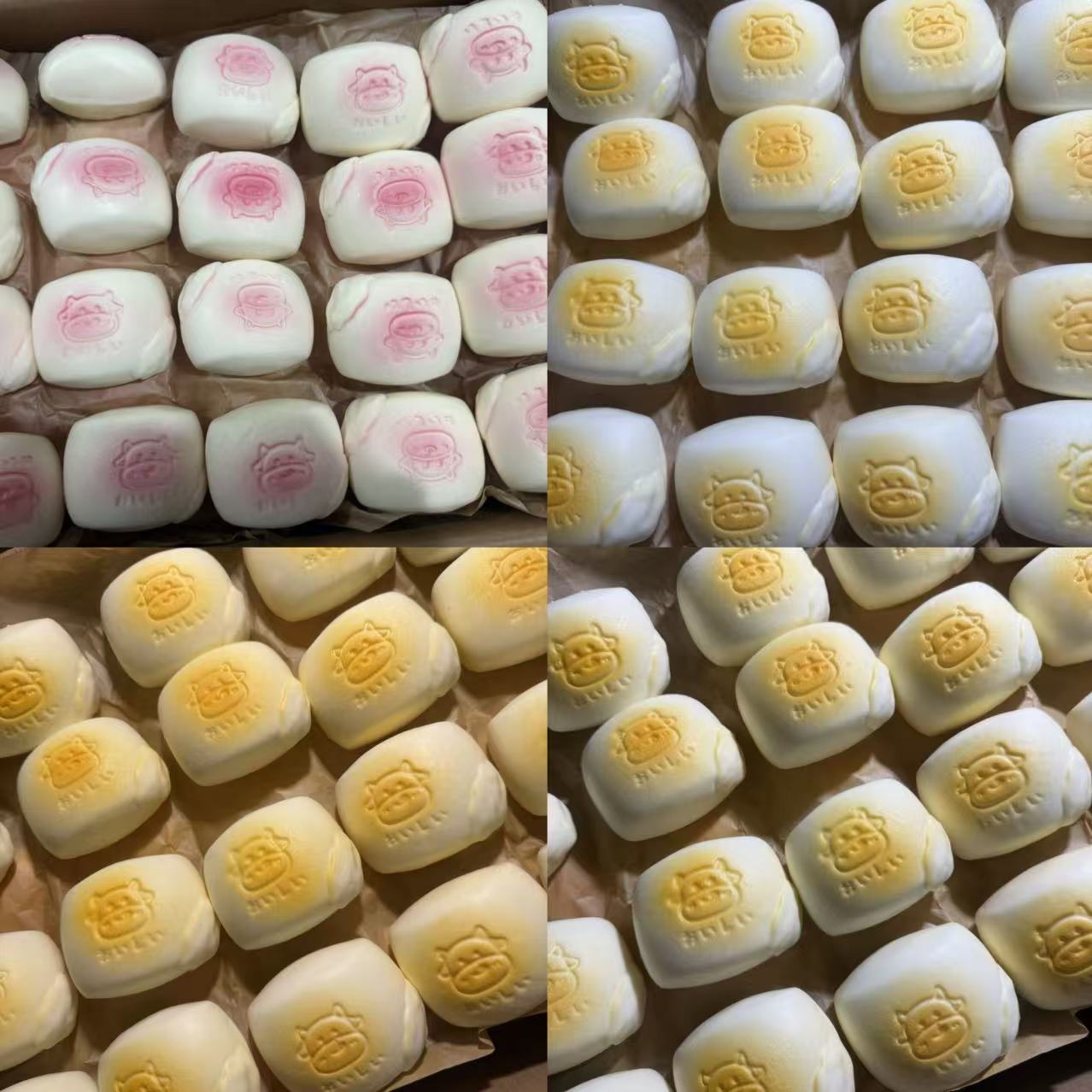 무작위로 젖은 부드러운 색상의 우유 느린 리바운드 1개