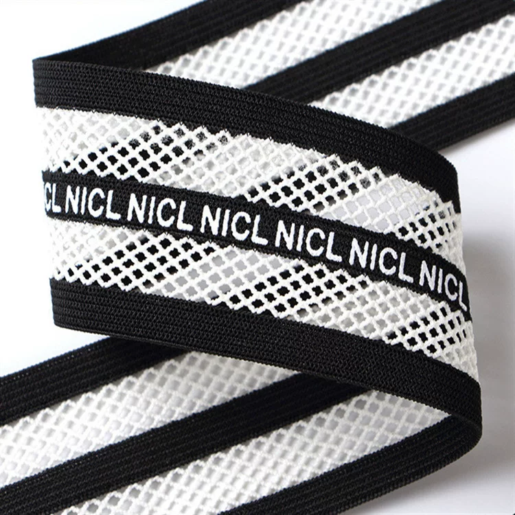 Yellow mesh letter elastic band, red mesh elastic band, blue mesh letter webbing, 4cm wide white