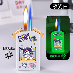 Glow-in-the-dark inflatable lighter with creative direct blue flame, dual flame ignition, birthday gift for boyfriend, trendy INS-style