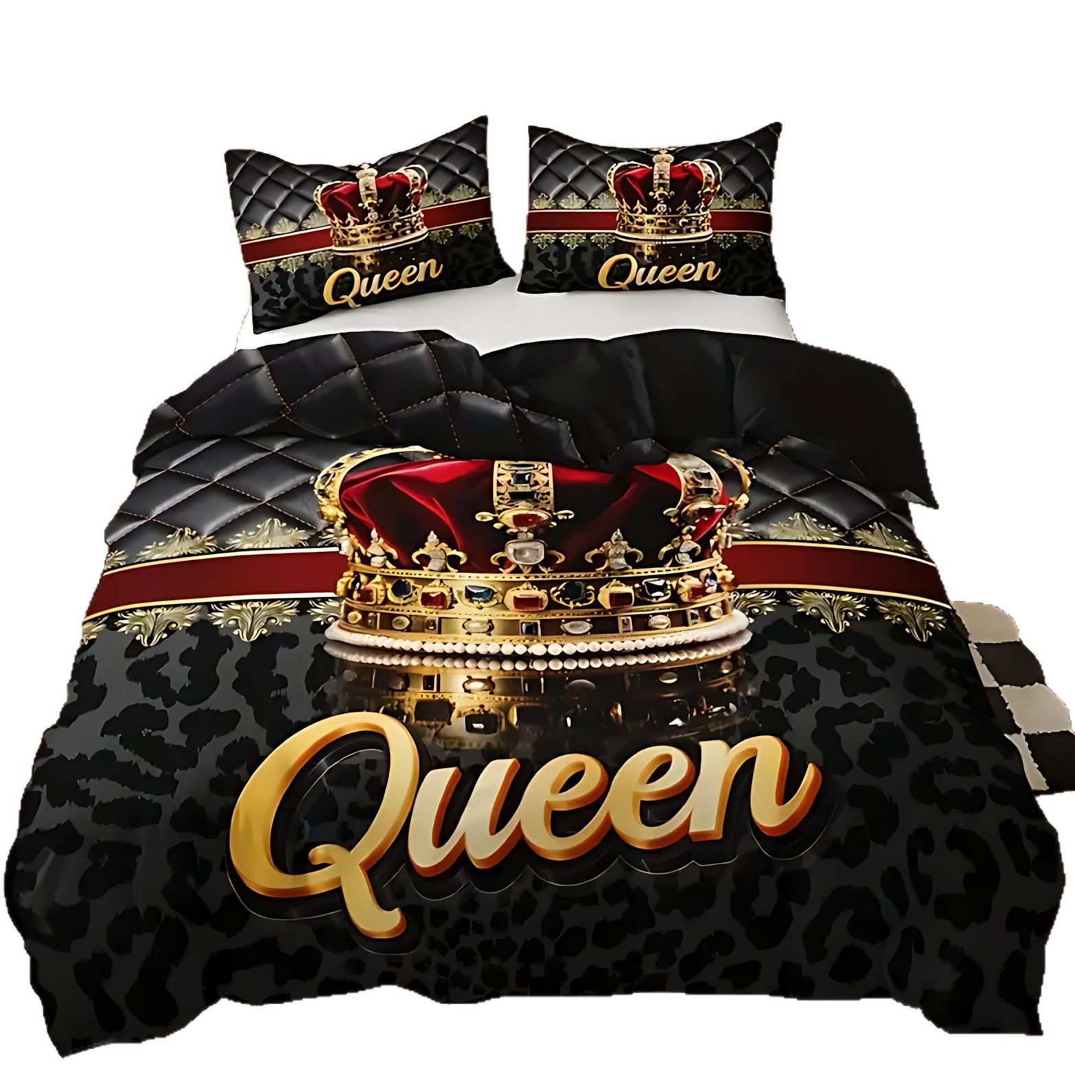 TEMU / JIT transfronterizo textil doméstico con letras de la reina impresión digital de alta definición abrasión edredón set fuente fabricante