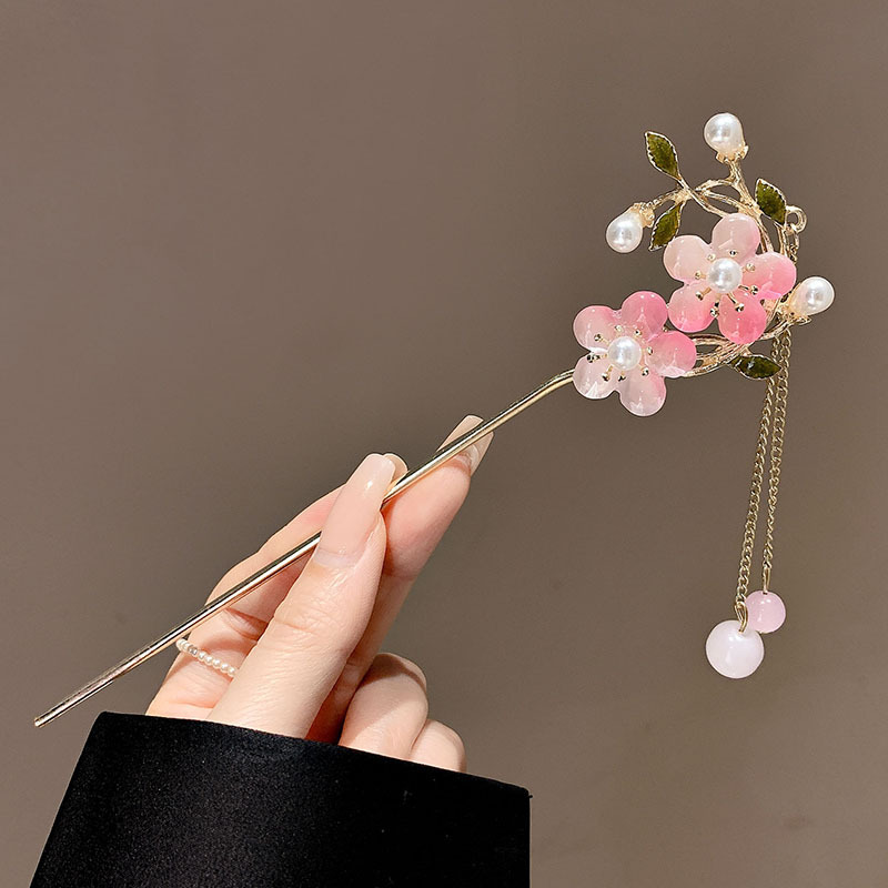 新しい中国風の合金の花のヘアピン、古代スタイルのヘアピン、ハイエンドの軽い高級タッセルヘアピン、ヘアアクセサリー卸売|undefined
