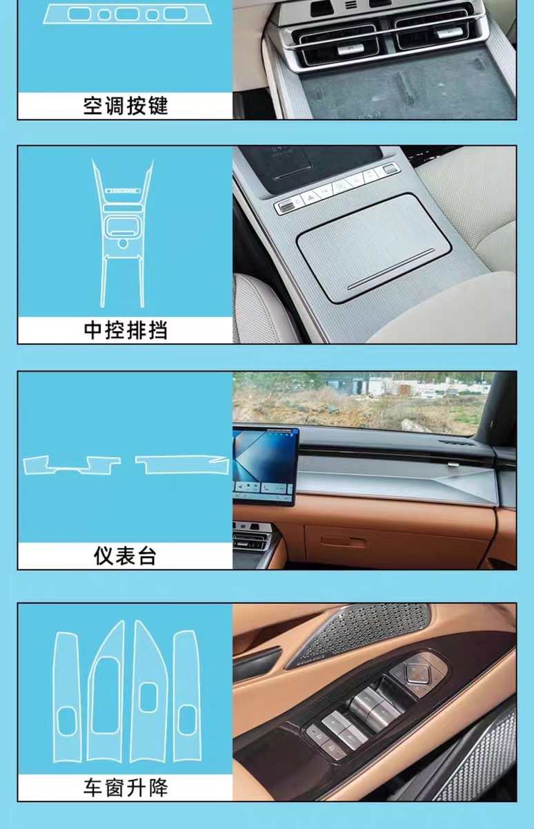 Suitable for BYD Han L: dedicated screen interior film, center console film, interior TPU film, navigation interior decoration, and car modification