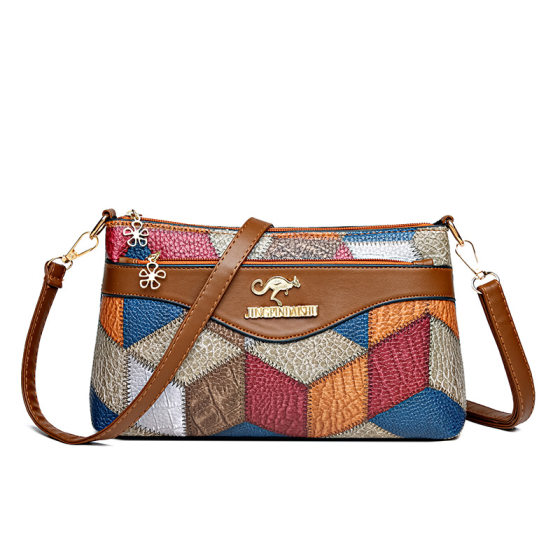 Summer New Mobile Phone Bag Women's 2024 Stitching Fashion Shoulder Bag Stylish Middle-aged Mother Women's Color Crossbody Bag