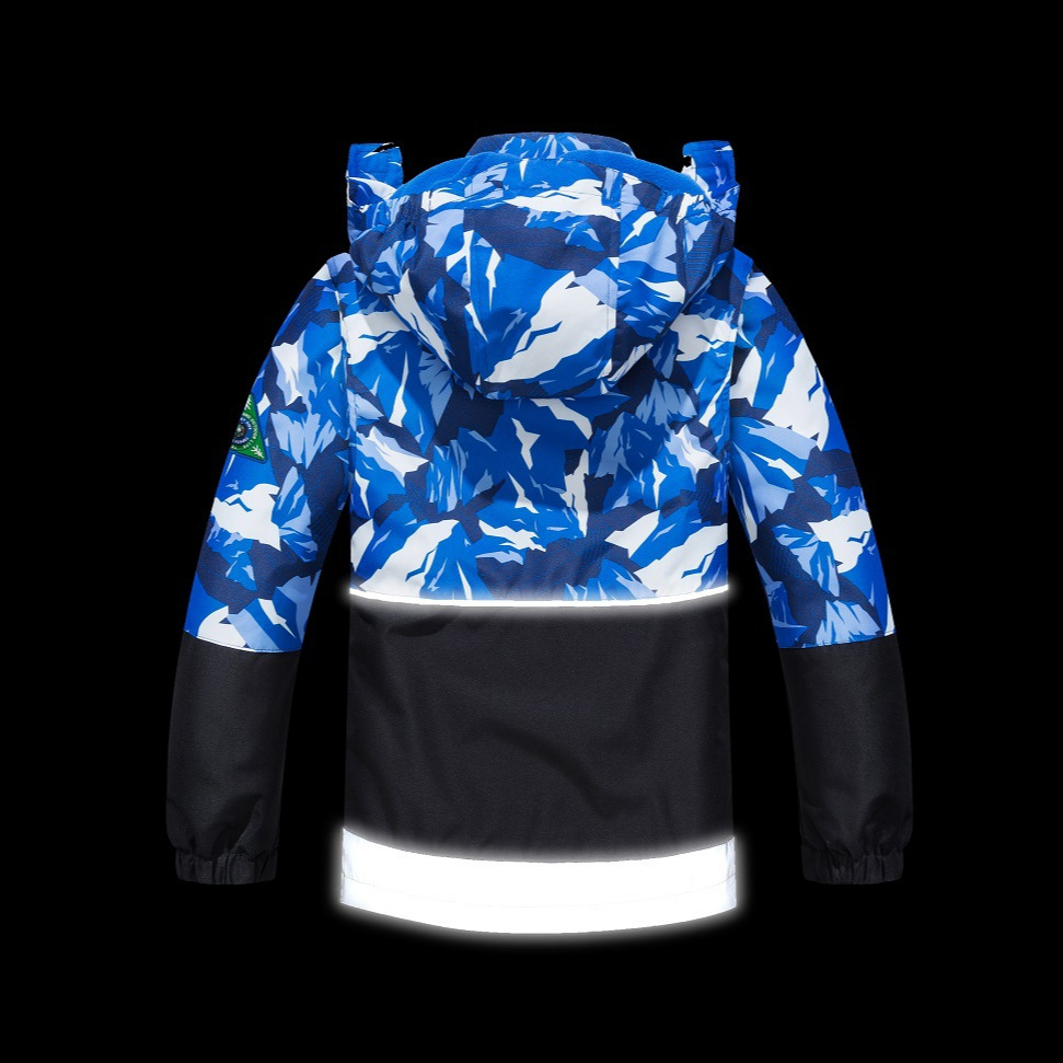 Niños al aire libre camuflaje color a juego cremallera camisa chaqueta de los niños con capucha impermeable de lana forrado chaqueta cazadora caliente