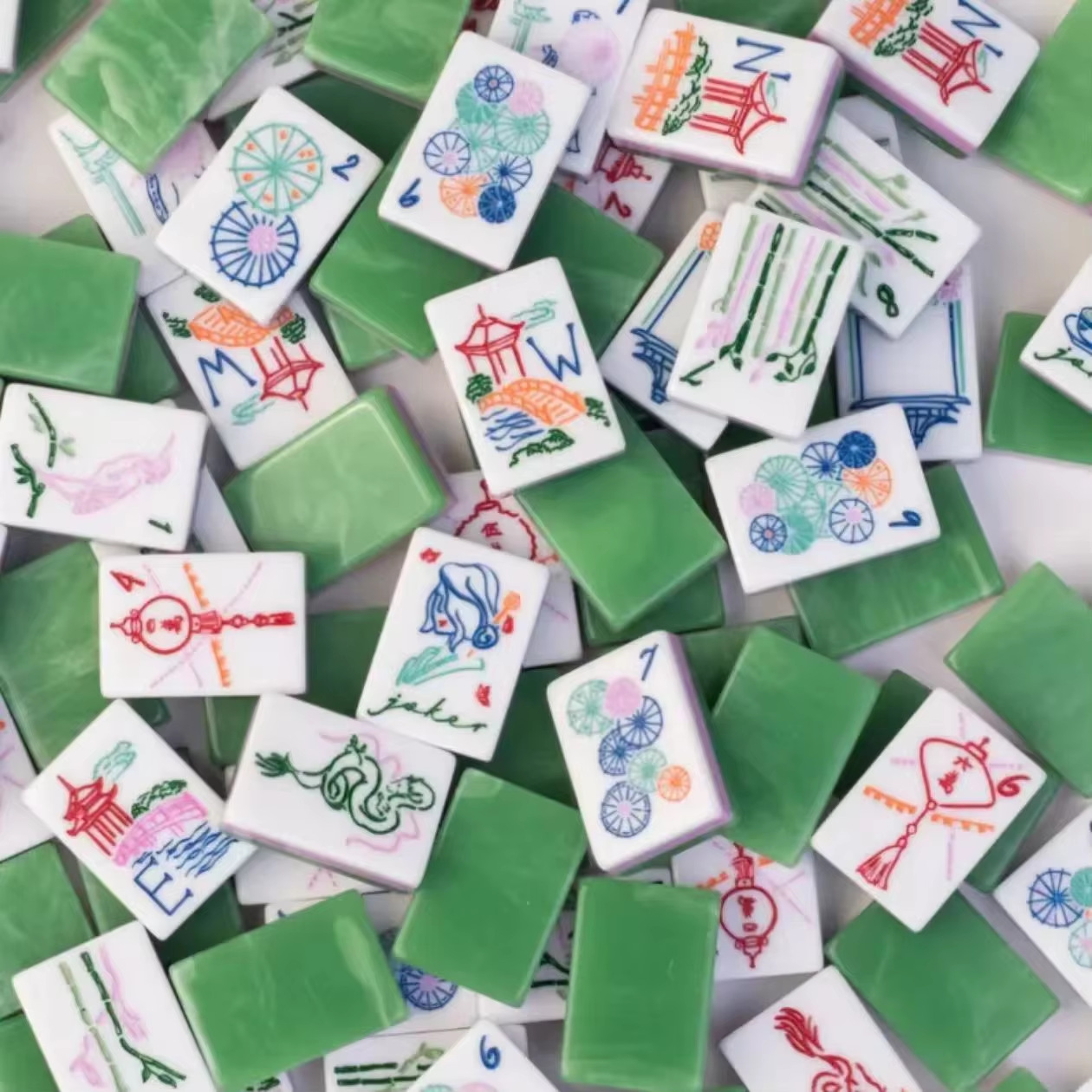(24-Hour Ready-To-Ship Service) American Mahjong Entertainment Mahjong Three-Layer Jade Acrylic Mahjong