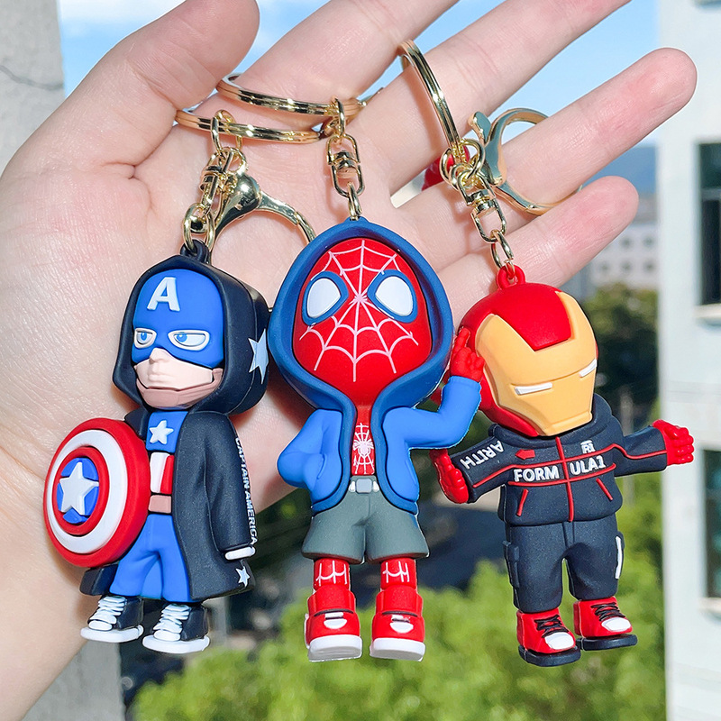 Marvel Captain America Spider-Man Iron Man Keychain Avengers Handmade Office Pendant Gift Cartoon