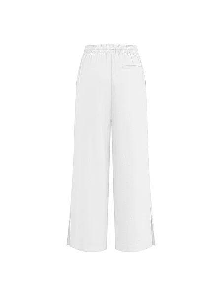 Summer New Cotton and Linen Split Hem Children's Casual Loose Comfortable Long Pants Spring and Autumn Girls' Fashion Split Hem Wide-Leg Pants