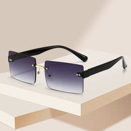 新款时尚无框海洋片太阳镜方框个性眼镜潮流男女墨镜欧美跨境眼镜