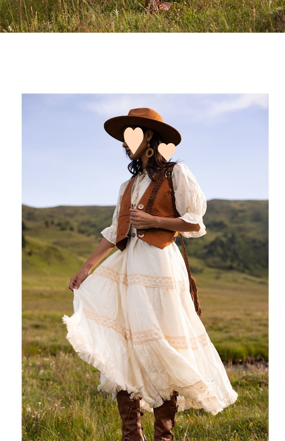Beige Tassel Vacation Style Xinjiang Travel Outfit Bohemian Long Dress For Women Summer_ecoleips.com