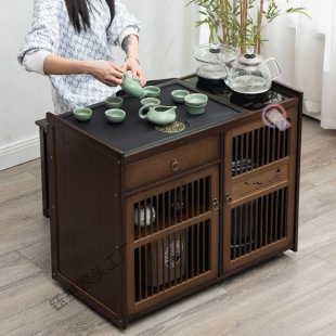 Mobile tea trolley with wheeled tea table household tea cabinet new Chinese style Kung Fu tea set water boiling tea table