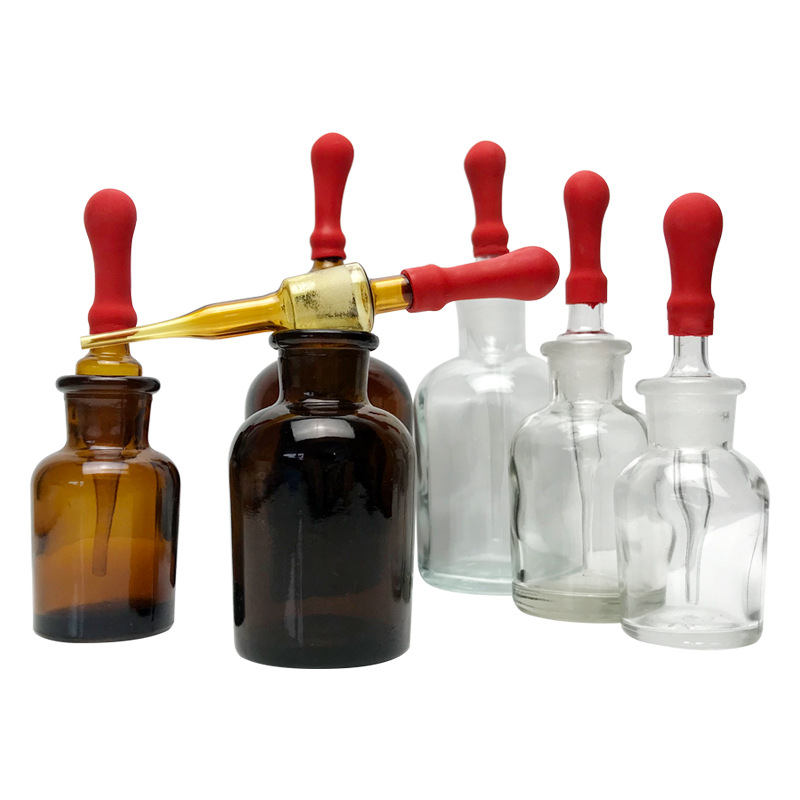 实验室化学玻璃滴管指示剂瓶30ml60ml125ml透明玻璃滴瓶棕色滴瓶