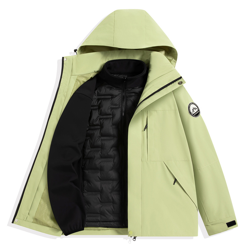 Luo Tuo Same Style Outdoor down Jacket Three-In-One Women's Windproof Waterproof White Duck down Liner Mountaineering Jacket Men's